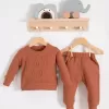 Bear Gofre Kabartmalı 2li Erkek Bebek Takımı