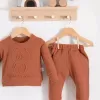 Bear Gofre Kabartmalı 2li Erkek Bebek Takımı