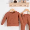 Bear Gofre Kabartmalı 2li Erkek Bebek Takımı