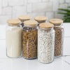 18li Bambu Kapaklı Cam Kavanoz & Erzak Saklama Kabı Seti 3* 1.3 Lt + 0.80 Lt + 0.50 Lt(Vakum Kapak)