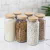 18li Bambu Kapaklı Cam Kavanoz & Erzak Saklama Kabı Seti 3* 1.3 Lt + 0.80 Lt + 0.50 Lt(Vakum Kapak)