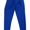 Parlak Kadife Cepli Pantolon Eşofman Pijama Altı Büyük Beden Unisex Lastikli Paça Mavi