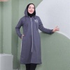 Yazı Baskılı Fermuarlı Kapşonlu Uzun Sweat - 03081 - Antrasit