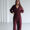 Fermuarlı Uzun Kollu Cepli Alt - Üst Eşofman Takımı - (S-L) - P117001 - Mürdüm