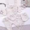 Dantel İşlemeli Fisto Detaylı Kız Bebek 5 Parça %100 Pamuk Hastane Çıkışı