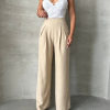 Pileli keten pantolon s255046