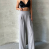 Pileli keten pantolon s255046