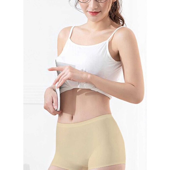 Kadın Dikişsiz Görünmez İz Yapmaz Mini Şort Boxer Ten