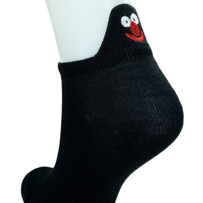 6 Çift Emoji Desen Nakış Baskılı Kadın Pamuklu Bilek Çorap