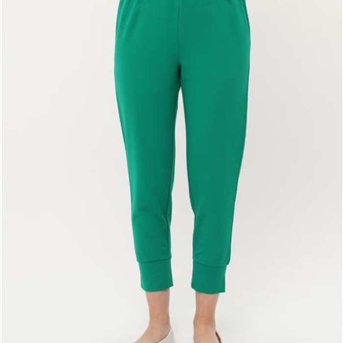 Step Paçası Manşetli Beli Lastikli Pantolon - 71125 - Benetton Yeşil