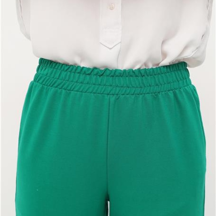 Step Paçası Manşetli Beli Lastikli Pantolon - 71125 - Benetton Yeşil