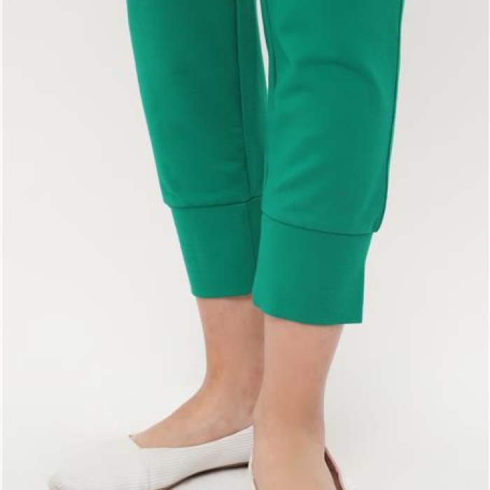 Step Paçası Manşetli Beli Lastikli Pantolon - 71125 - Benetton Yeşil