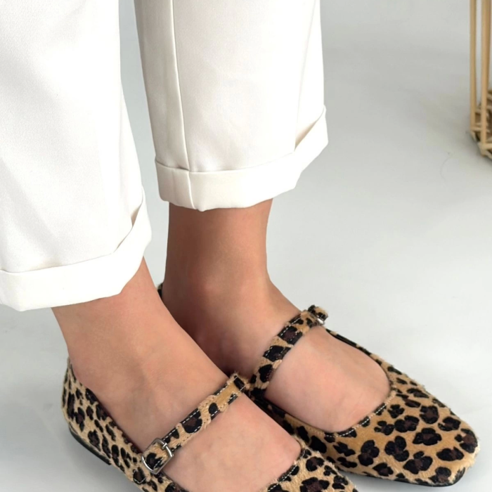 Linni Leopar Süet Babet Ayakkabı