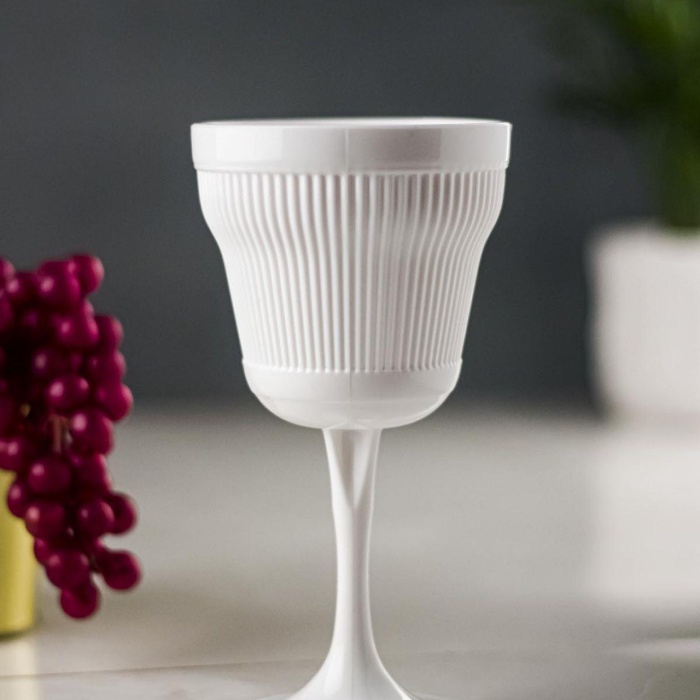 Akrilik Beyaz Tekli Kadeh & Su Meşrubat Kahve Yanı Bardağı 300 ml ( Cam Değildir )