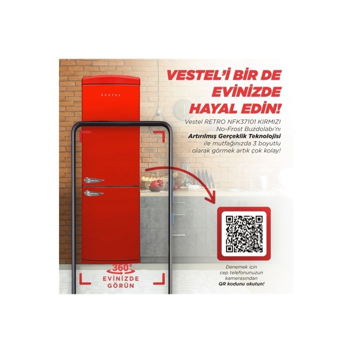 Retro NFK37201 Buzdolabı Kırmızı