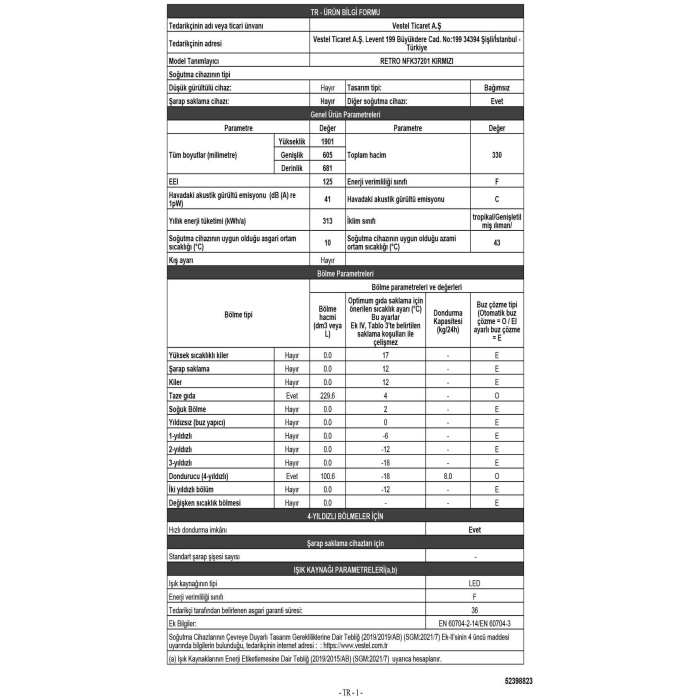 Retro NFK37201 Buzdolabı Kırmızı