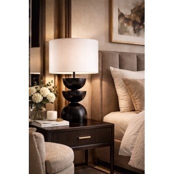 Sculpt Noir Tasarım Masa Abajuru Modern Dekoratif Salon Lambası Siyah