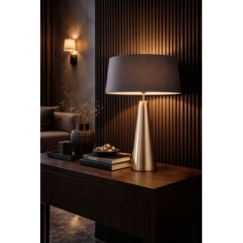 Belfort Antrasit Şapkalı Bronze Abajur – Modern Lüks Masa Lambası 60 cm