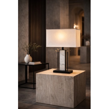 AXIS Mermer Gövdeli Modern Abajur – Premium Mimari Tasarım