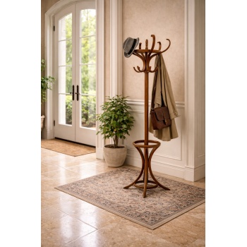 Oak Stand Premium Masif Ahşap Askılık – Antre & Giriş Holü İçin Şık Askı Standı