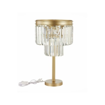 ABJ-RU001 Eskitme Mat Gold Tek Ayaklı Kristal Taşlı Metal Abajur