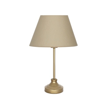 Onze Eskitme Mat Gold Metal Abajur, Masa Lambası - Hasır Bej