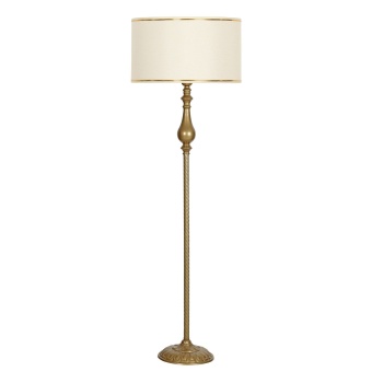 Zeta Eskitme Kaplama Tek Ayaklı Metal Lambader - Gold Şeritli Mataro Vizon