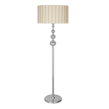 Kristal Taşlı Üçlü Küre Krom Kaplama Metal Lambader - Krem Kırma