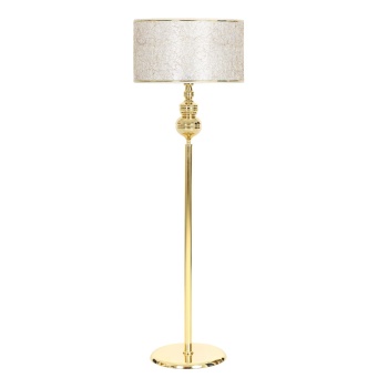 Munch Gold Kaplama Metal Düz Tek Ayaklı Lambader Gold Şeritli Sarı Kırçıl