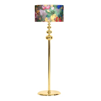 Gold Kaplama Üçlü Küre Düz Tek Ayak Metal Lambader - Violet