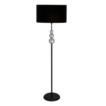 Üçlü Krom Küre Tek Ayaklı Siyah Metal Lambader - Siyah