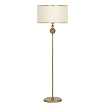 Conic Eskitme Tek Ayaklı Metal Düz Lambader - Gold Şeritli Krem