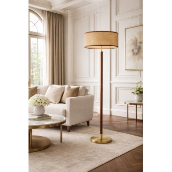 Aueren Doğal Rattan Lambader | Modern Luxury Yer Aydınlatması