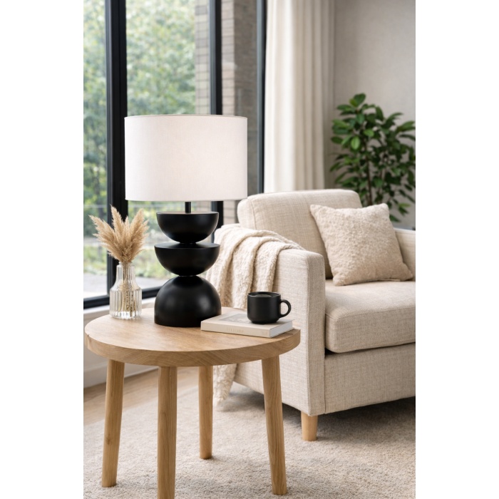 Sculpt Noir Tasarım Masa Abajuru Modern Dekoratif Salon Lambası Siyah