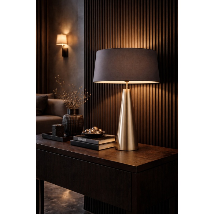 Belfort Antrasit Şapkalı Bronze Abajur – Modern Lüks Masa Lambası 60 cm