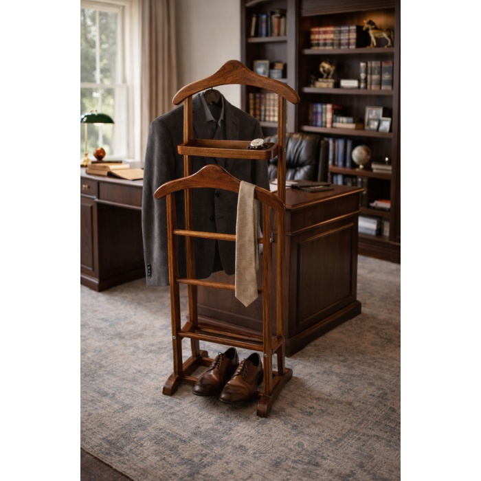 LITA Masif Ceviz Valet Stand | Uşak Standı & Premium Kıyafet Düzenleyici