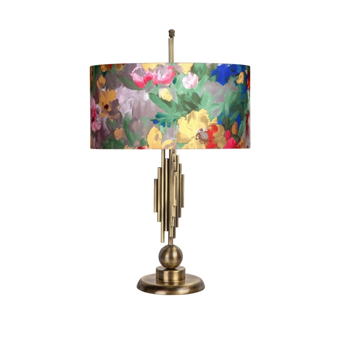 Marche Mka-01 Eskitme Mat Gold Metal Abajur - Violet Desenli