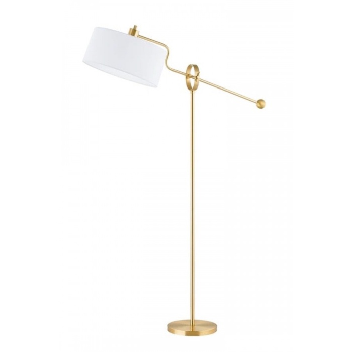 Atelier Libra Modern Gold Lambader – Beyaz Keten Şapkalı Metal Gövde Salon & Otel Aydınlatması