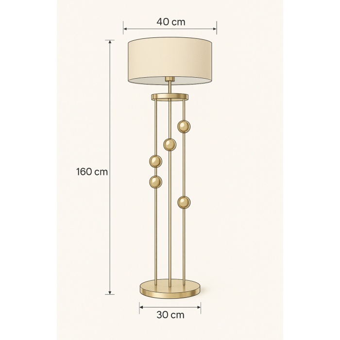 Plus Clichy Gold Kaplama Spot Işıklı Metal Lambader - Mataro Vizon