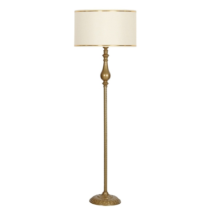 Zeta Eskitme Kaplama Tek Ayaklı Metal Lambader - Gold Şeritli Mataro Vizon