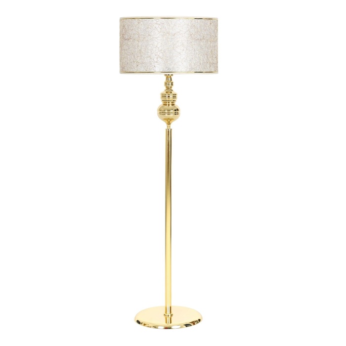 Munch Gold Kaplama Metal Düz Tek Ayaklı Lambader Gold Şeritli Sarı Kırçıl