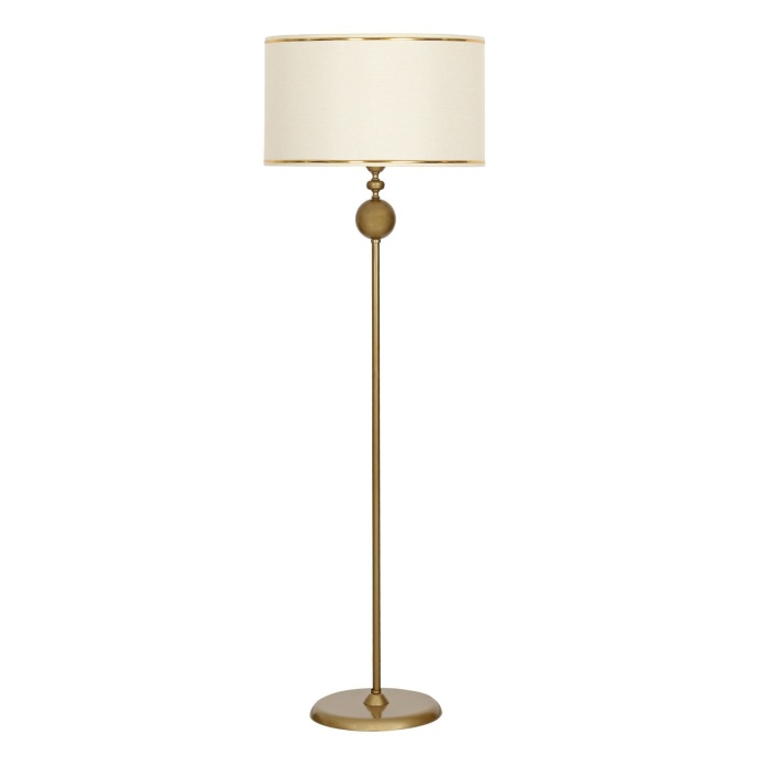 Conic Eskitme Tek Ayaklı Metal Düz Lambader - Gold Şeritli Krem