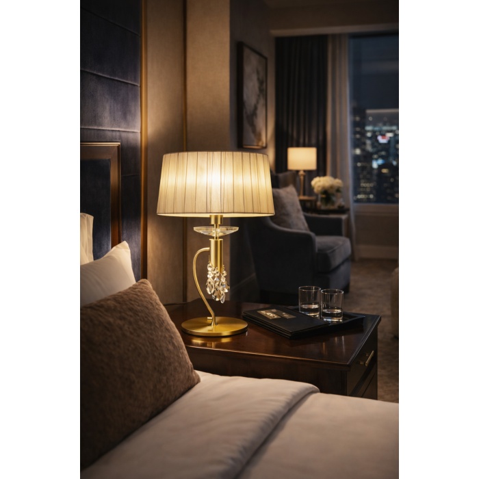 Art Deco Gold Kristal Masa Lambası – Pirinç Gövdeli Modern Salon Abajuru ÉCLAT