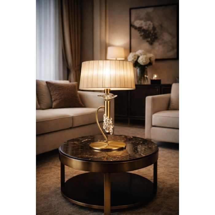 Art Deco Gold Kristal Masa Lambası – Pirinç Gövdeli Modern Salon Abajuru ÉCLAT