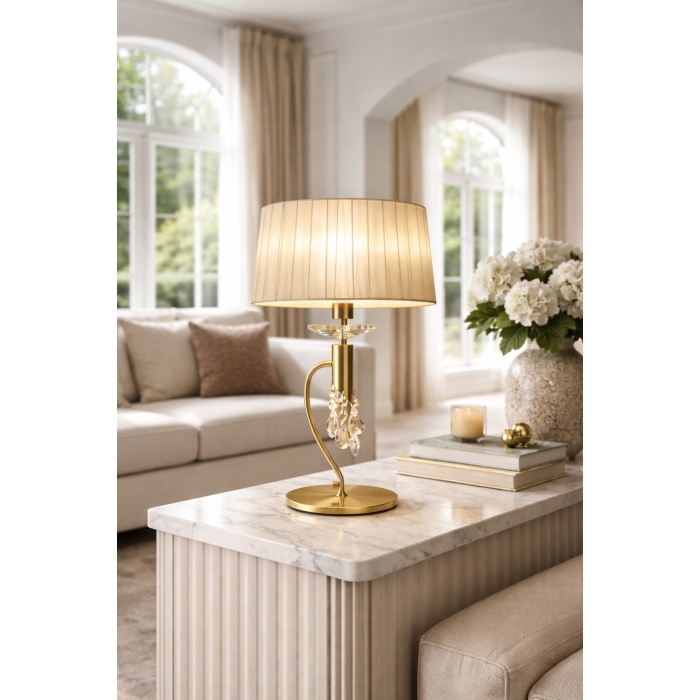 Art Deco Gold Kristal Masa Lambası – Pirinç Gövdeli Modern Salon Abajuru ÉCLAT