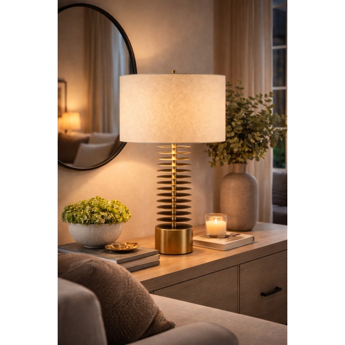 Walwe Eskitme Gold Metal Abajur – Modern Dekoratif Masa Lambası | ABJ-FR02