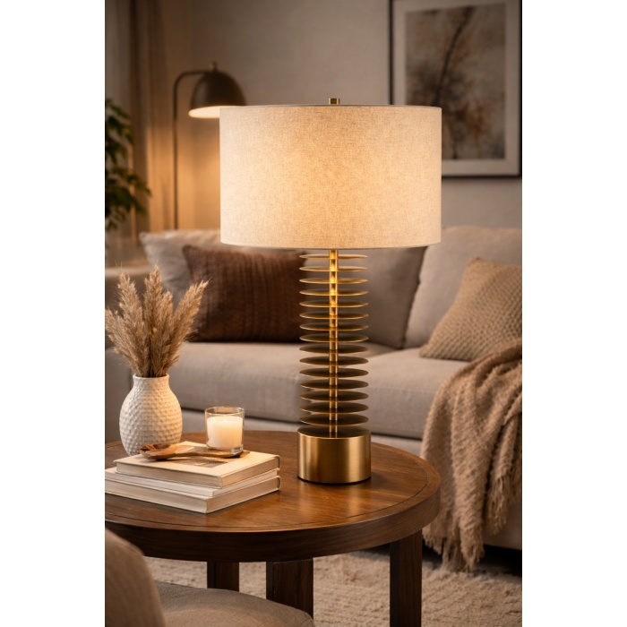 Walwe Eskitme Gold Metal Abajur – Modern Dekoratif Masa Lambası | ABJ-FR02