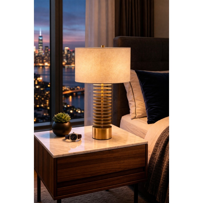 Walwe Eskitme Gold Metal Abajur – Modern Dekoratif Masa Lambası | ABJ-FR02