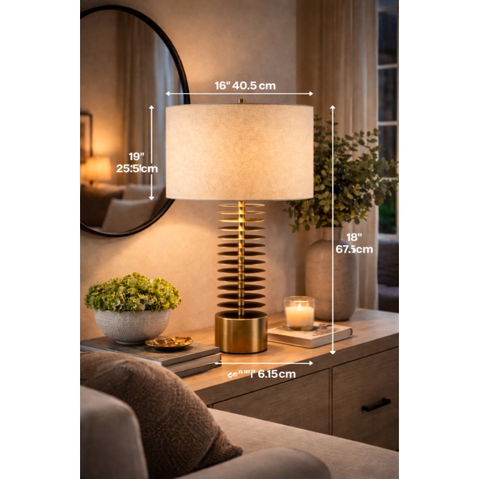 Walwe Eskitme Gold Metal Abajur – Modern Dekoratif Masa Lambası | ABJ-FR02