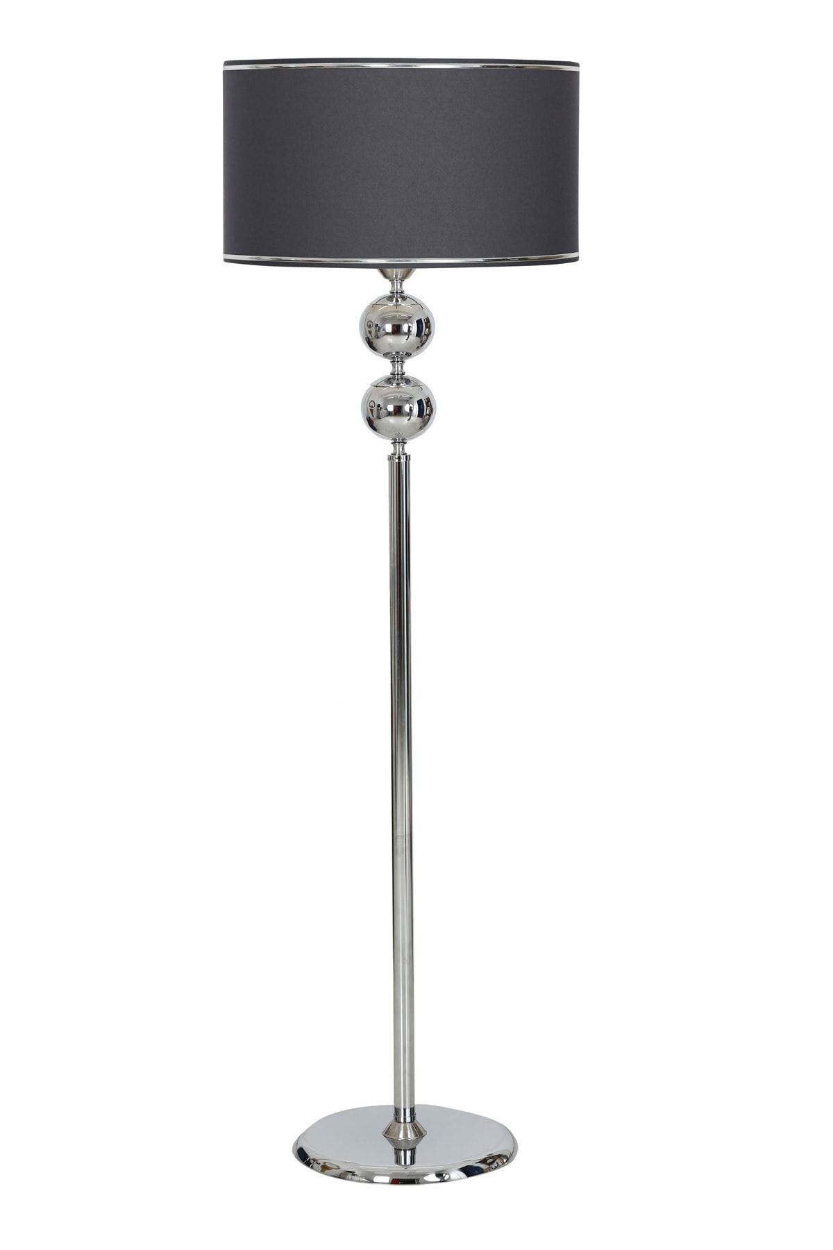 Krom Kaplama Crotone Metal Tek Ayaklı Lambader Krom Detaylı Antrasit